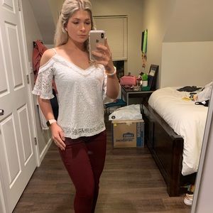 White house black market lace shirt